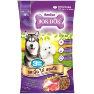 BokDok อาหารสุนัข (ชนิดเม็ด)รสเนื้อ ไก่ และตับ ขนาด 1 Kg.