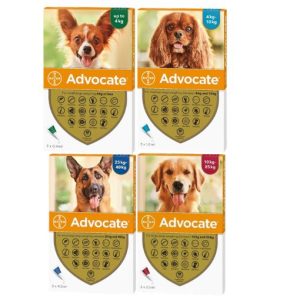 Advocate Dog ชนิดหยด/หยอดกำจัดเห็บหมัด ไรหู และพยาธิหนอนหัวใจ