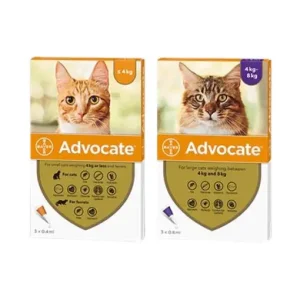 Advocate cat ชนิดหยด/หยอดกำจัดเห็บหมัด ไรหู และพยาธิหนอนหัวใจ